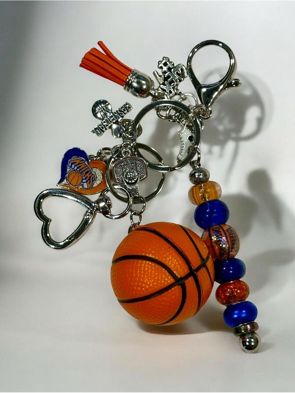 New York Knicks beaded hanging purse charm keychain
